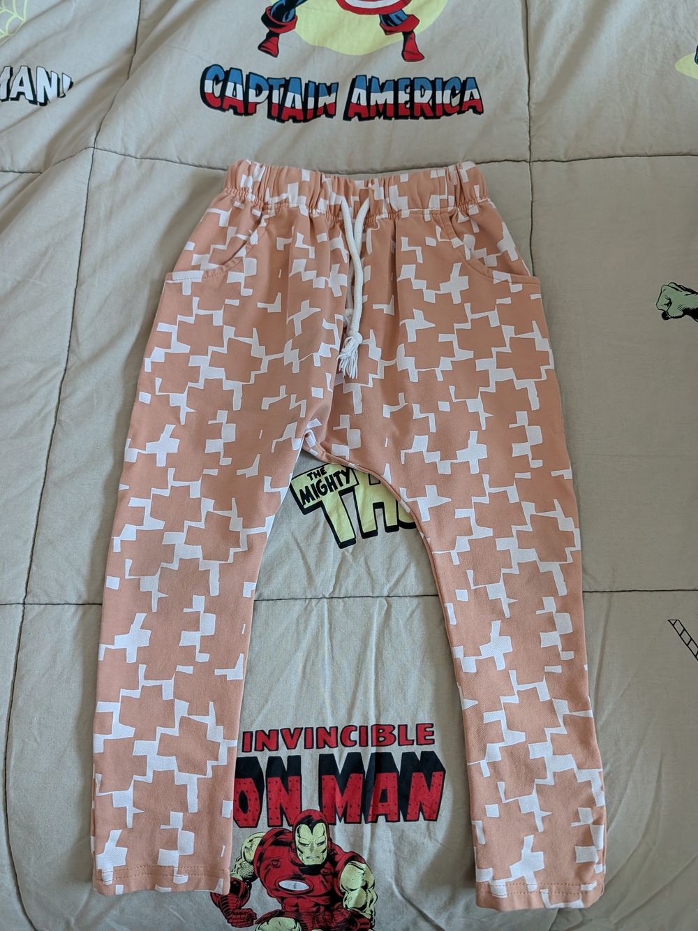 Toddler/Kids Peach Geo-Print Parachute Pants - 4/5 Y